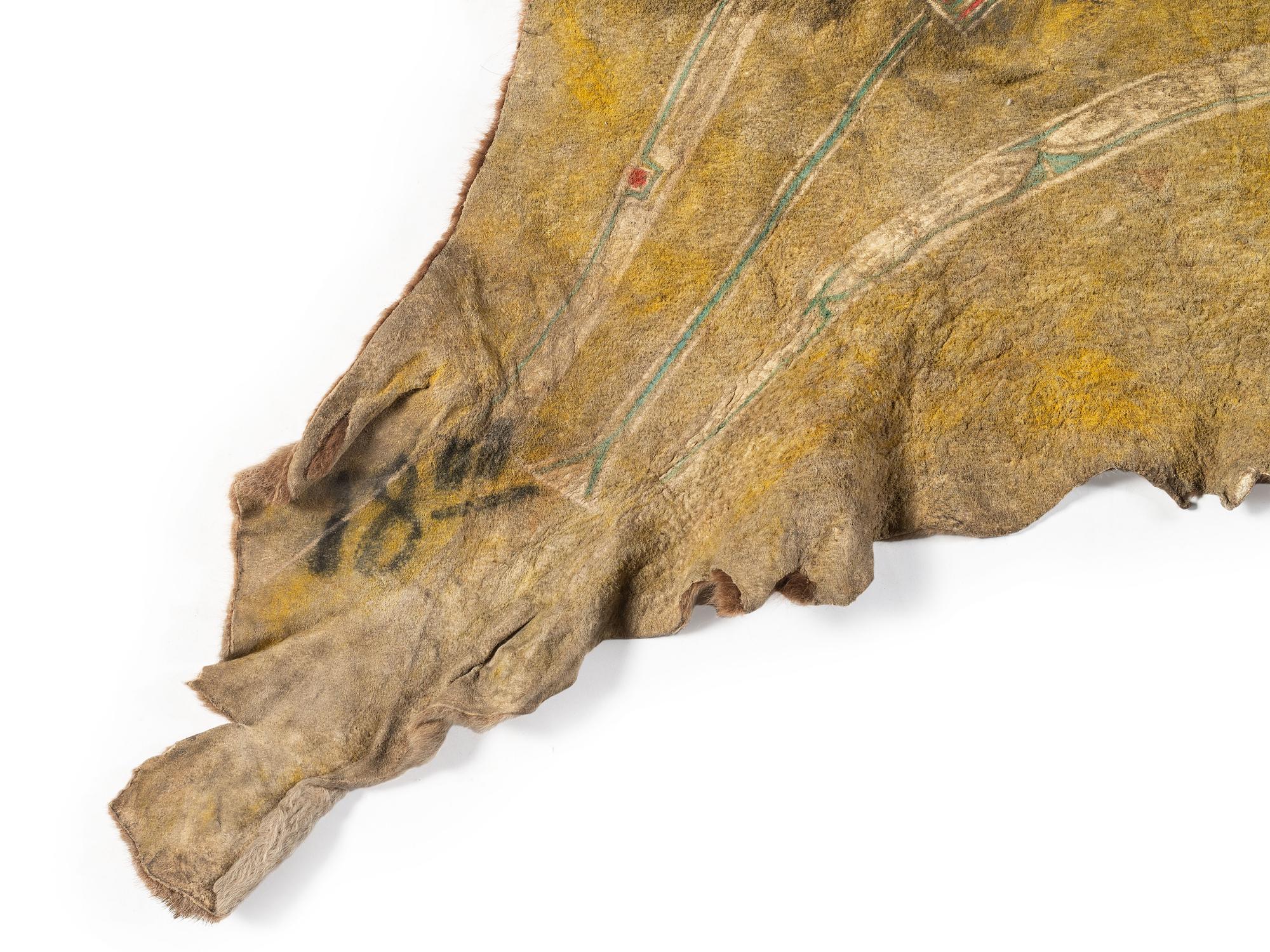 Early Southern Plains Painted Buffalo Hide Robe, Likely Comanche