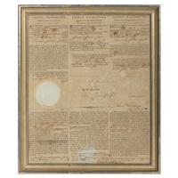 WASHINGTON, George (1732-1799). Partly printed document signed ("G:o Washington"), as President, countersigned by Edmund Randolph as Secretary of State, 3 September 1795.