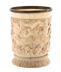 A German Relief Carved Ivory Beaker, Height 4 5/8 inches.
