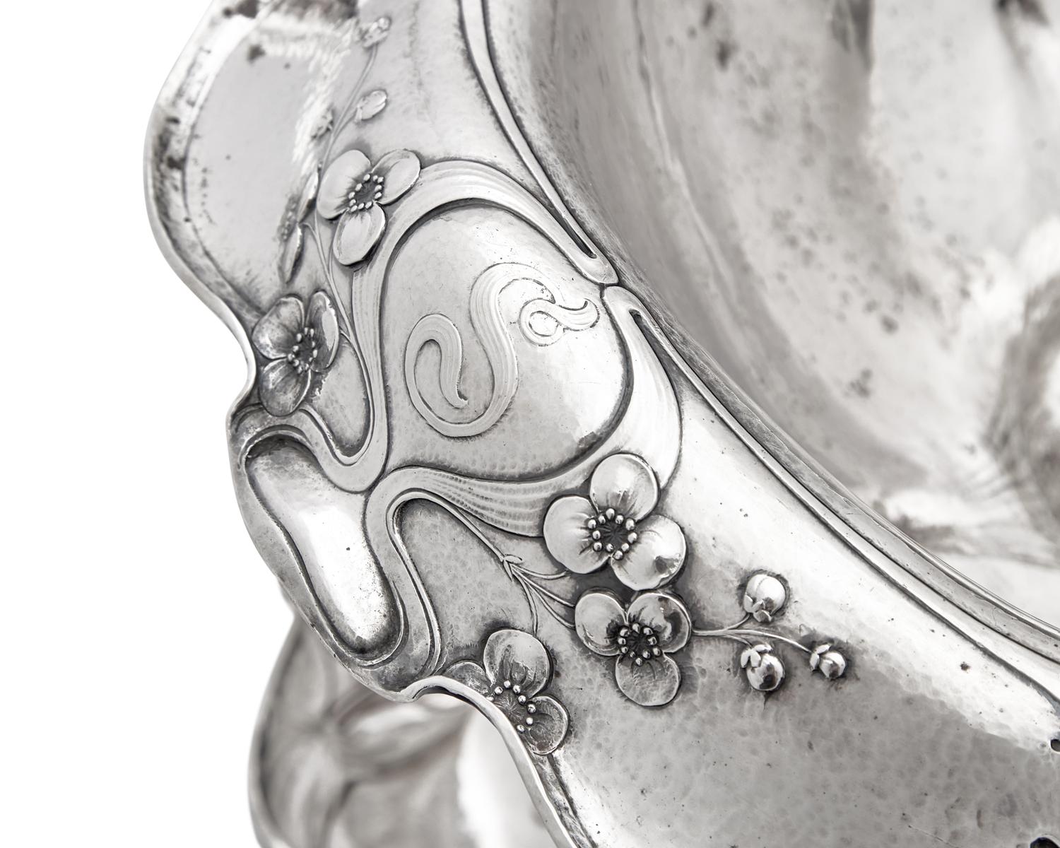 An Art Nouveau Martelé Silver Centerpiece Bowl And Plateau