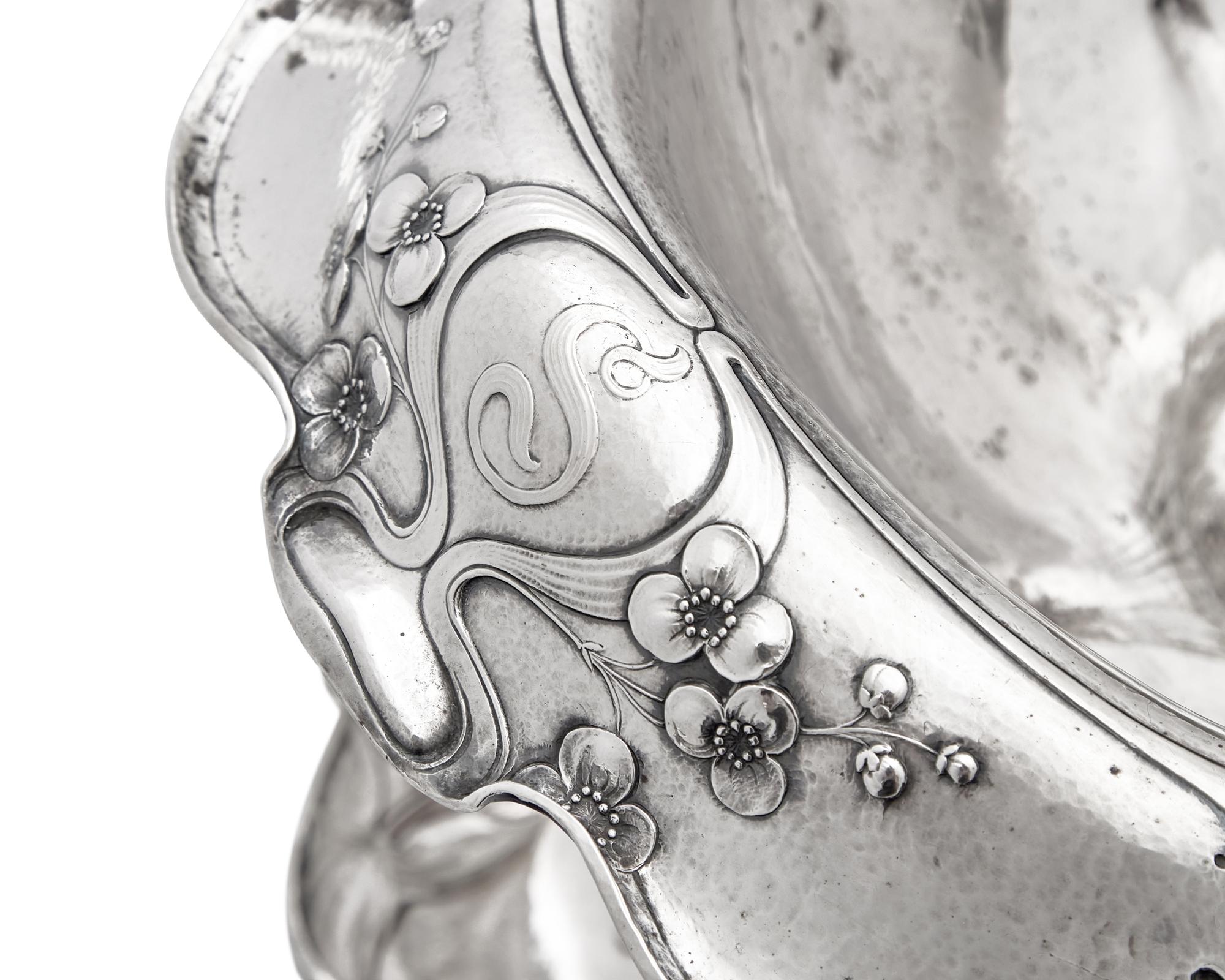 An Art Nouveau Martelé Silver Centerpiece Bowl And Plateau