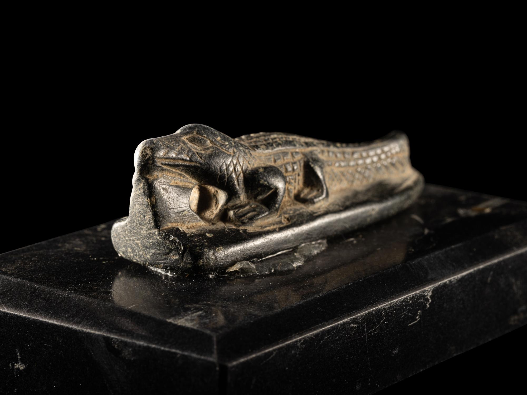 An Egyptian Black Stone Crocodile