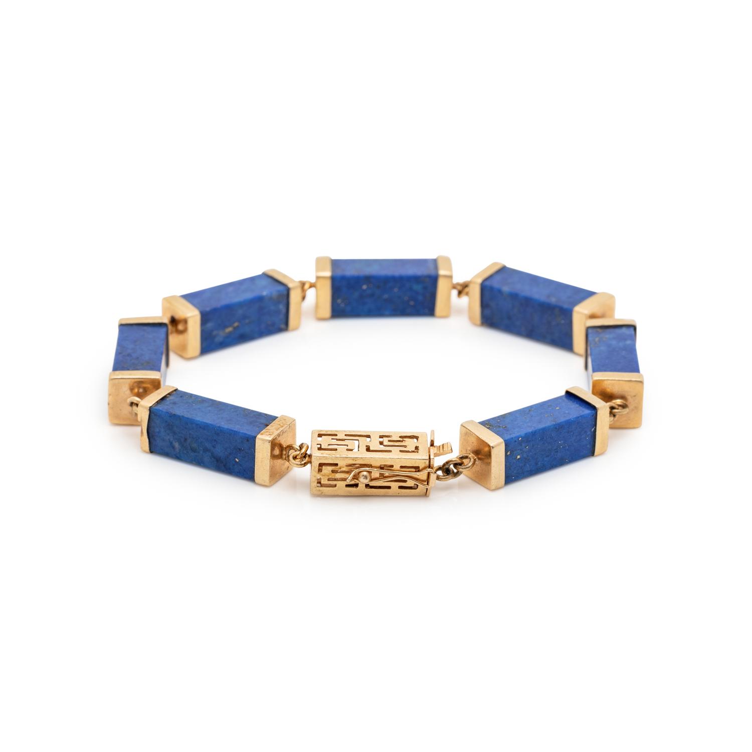 YELLOW GOLD AND LAPIS LAZULI NECKLACE AND BRACELET SET