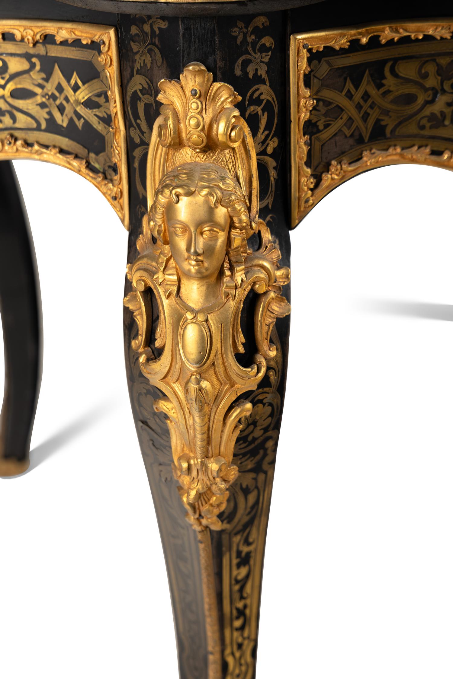 A Napoleon III Gilt Bronze Mounted Boulle Marquetry Center Table
