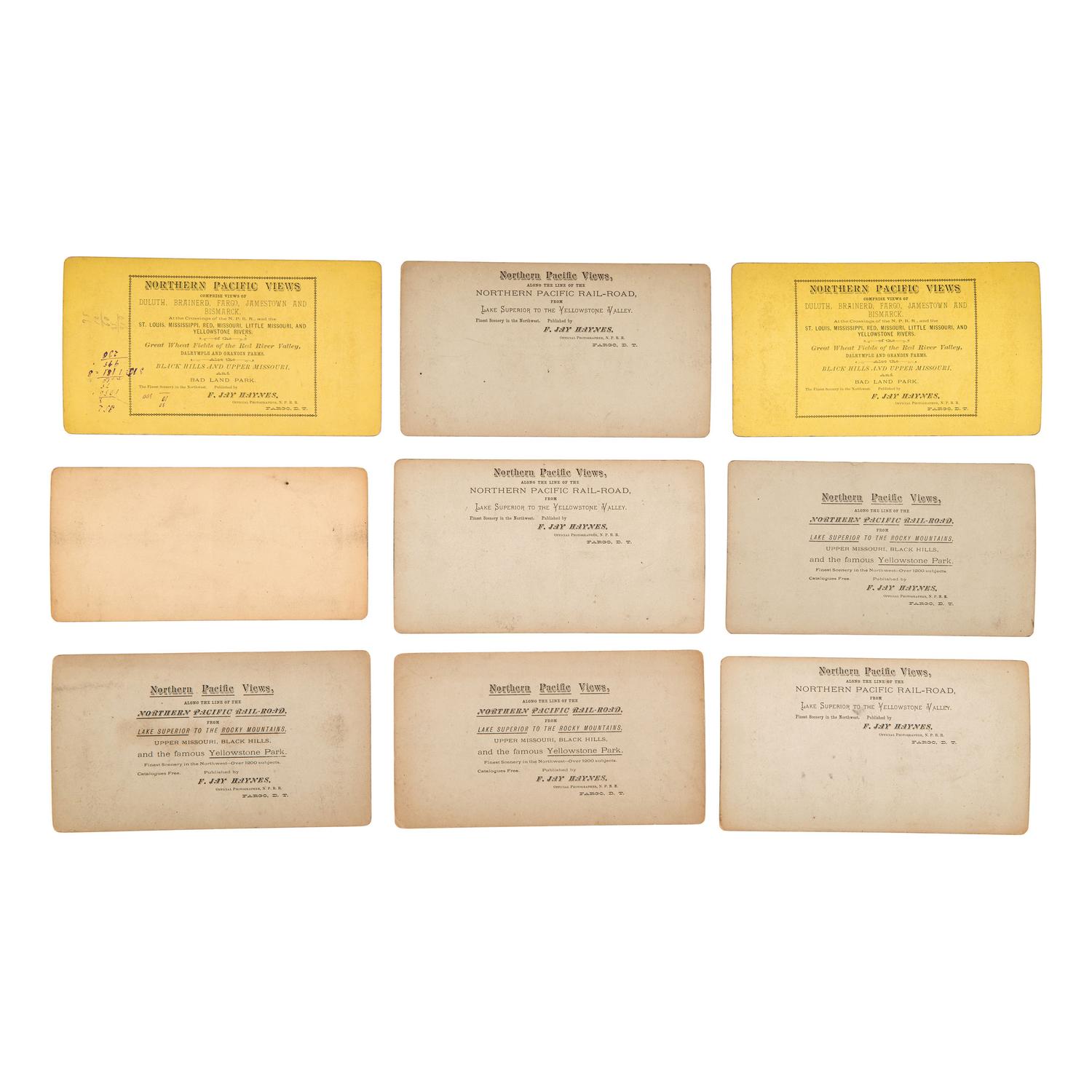 [EARLY PHOTOGRAPHY] -- [CRONAU, Rudolf]. HAYNES, F.J., photographer. A group of 15 stereoviews of the American West collected by artist Rudolf Cronau. Fargo, D.T.: F. J. Haynes, n.p.