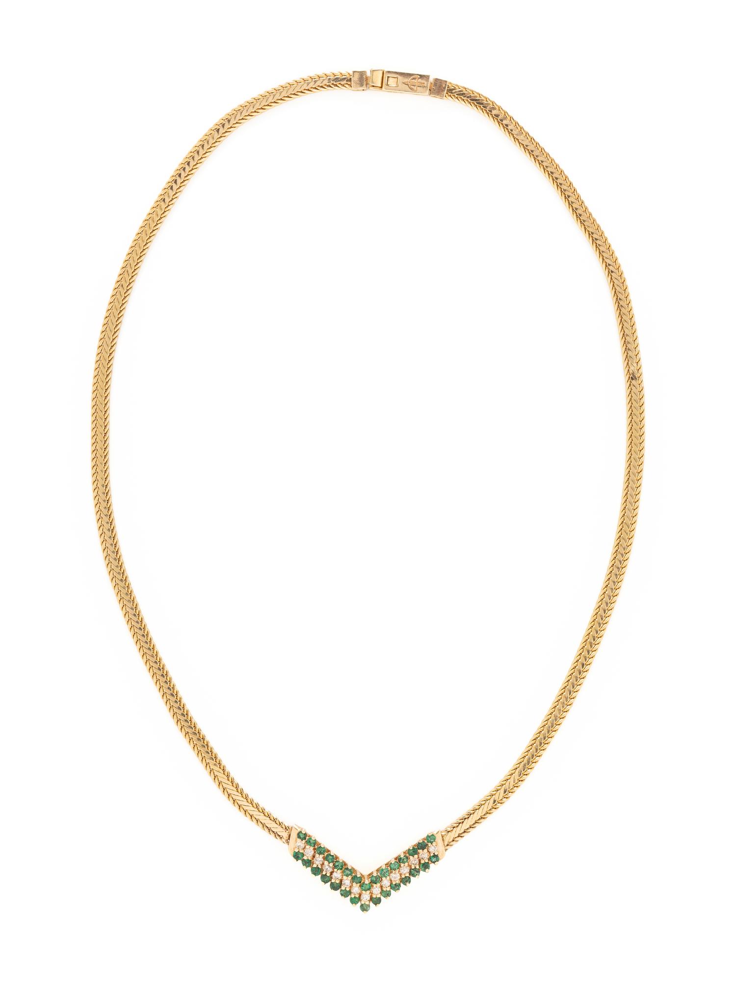 BALESTRA, YELLOW GOLD, EMERALD, AND DIAMOND NECKLACE