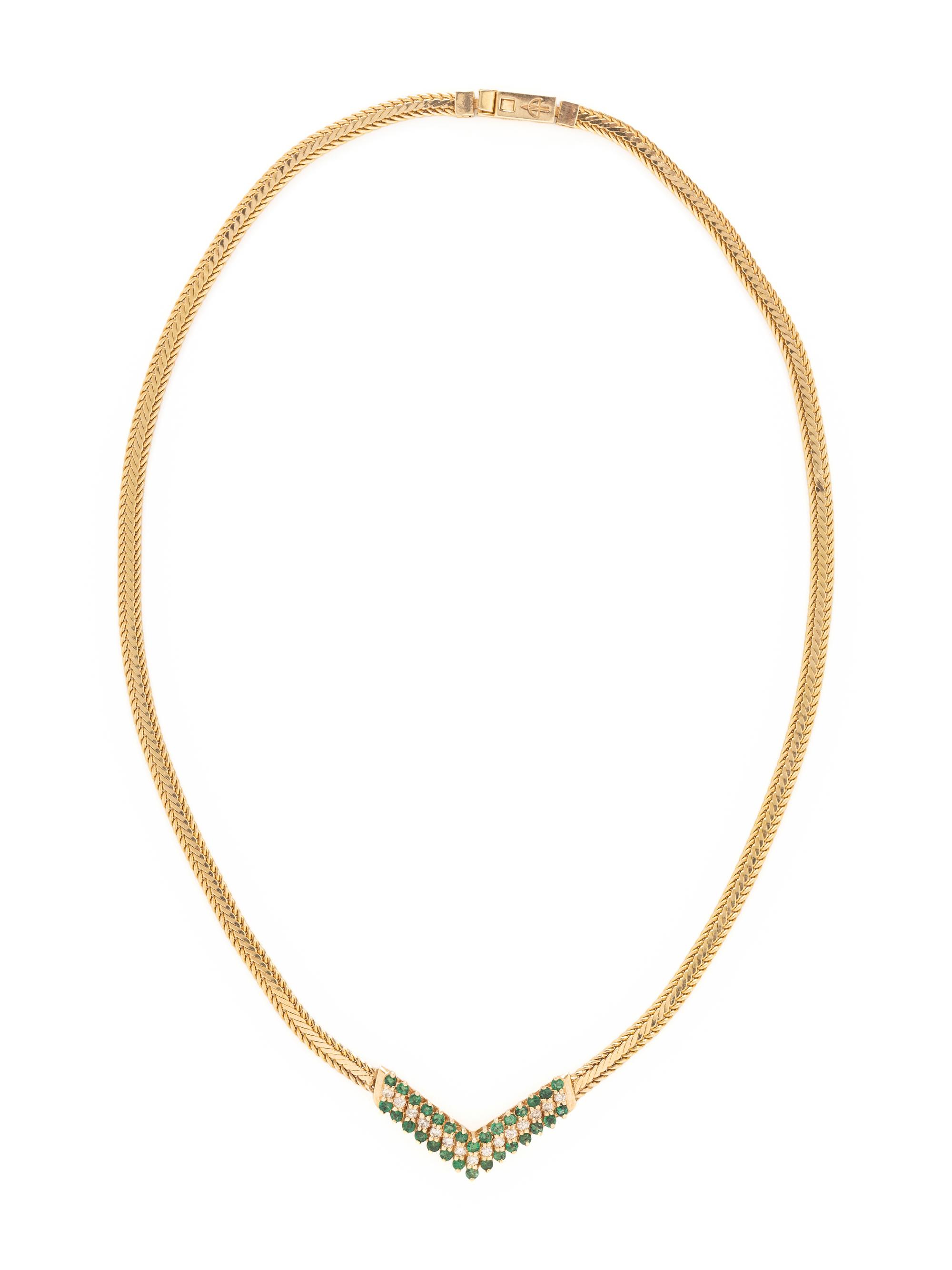 BALESTRA, YELLOW GOLD, EMERALD, AND DIAMOND NECKLACE