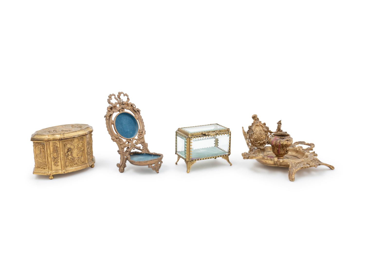 Five Continental Gilt Metal Vanity Articles