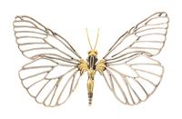 A Sterling Silver and 18 Karat Yellow Gold Caviar Butterfly Brooch, Steven Lagos, 47.40 dwts.