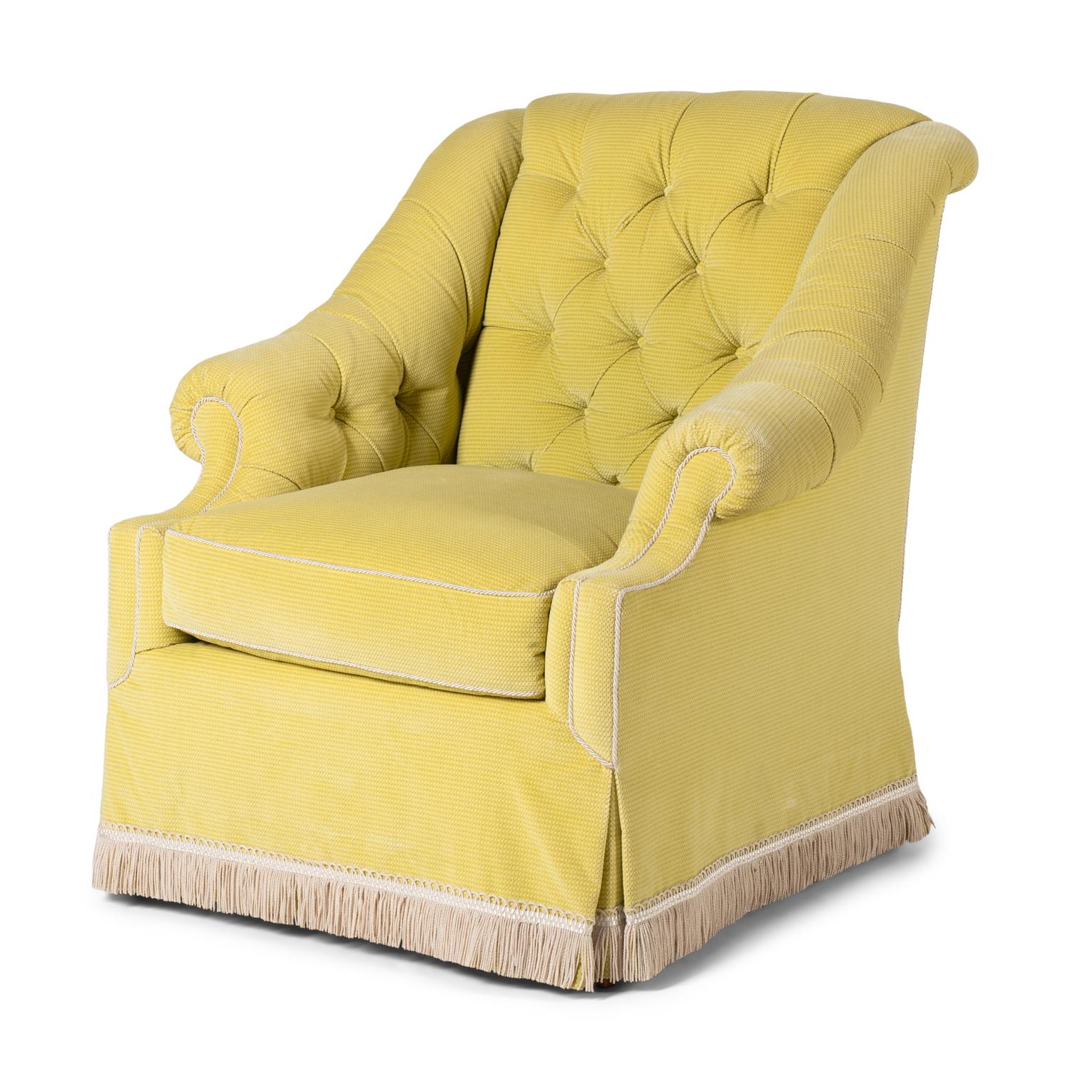 A Pair of Button-Tufted Upholstered Armchairs