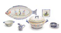 A Collection of Quimper Pottery Articles Length of first 19 1/2 inches.