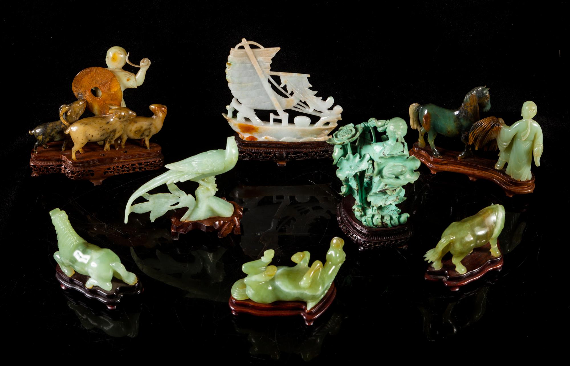 Eight Chinese Carved Stone Figures