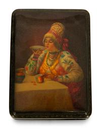 Five Fedoskino School Russian Lacquer Boxes