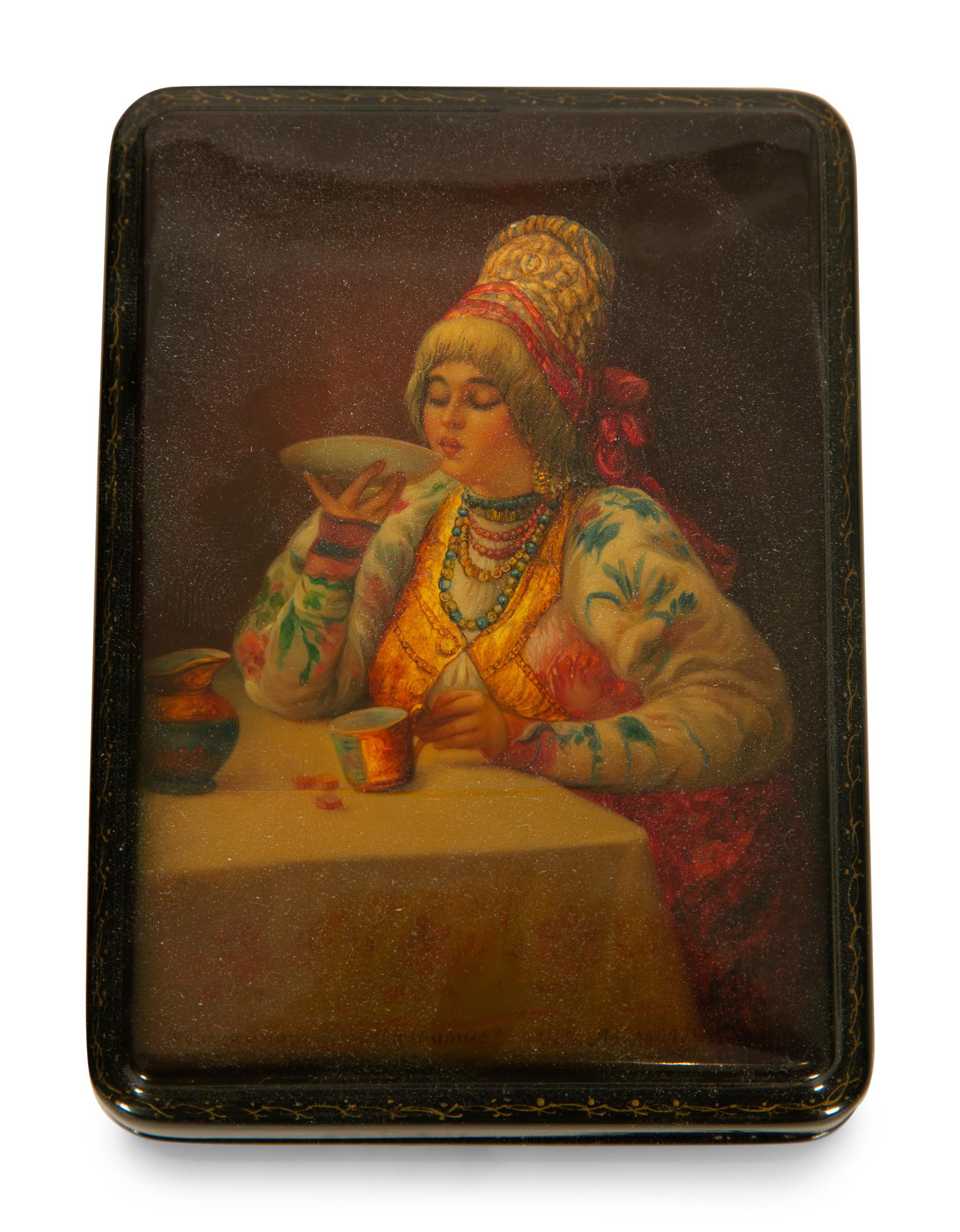 Five Fedoskino School Russian Lacquer Boxes