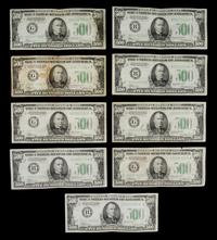 A Collection of Nine United States 1934A $500 Federal Reserve Notes