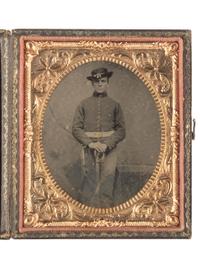 [CIVIL WAR]. 2 cased images of Union soldiers, incl. a trooper from District of Columbia, 1st Cav.
