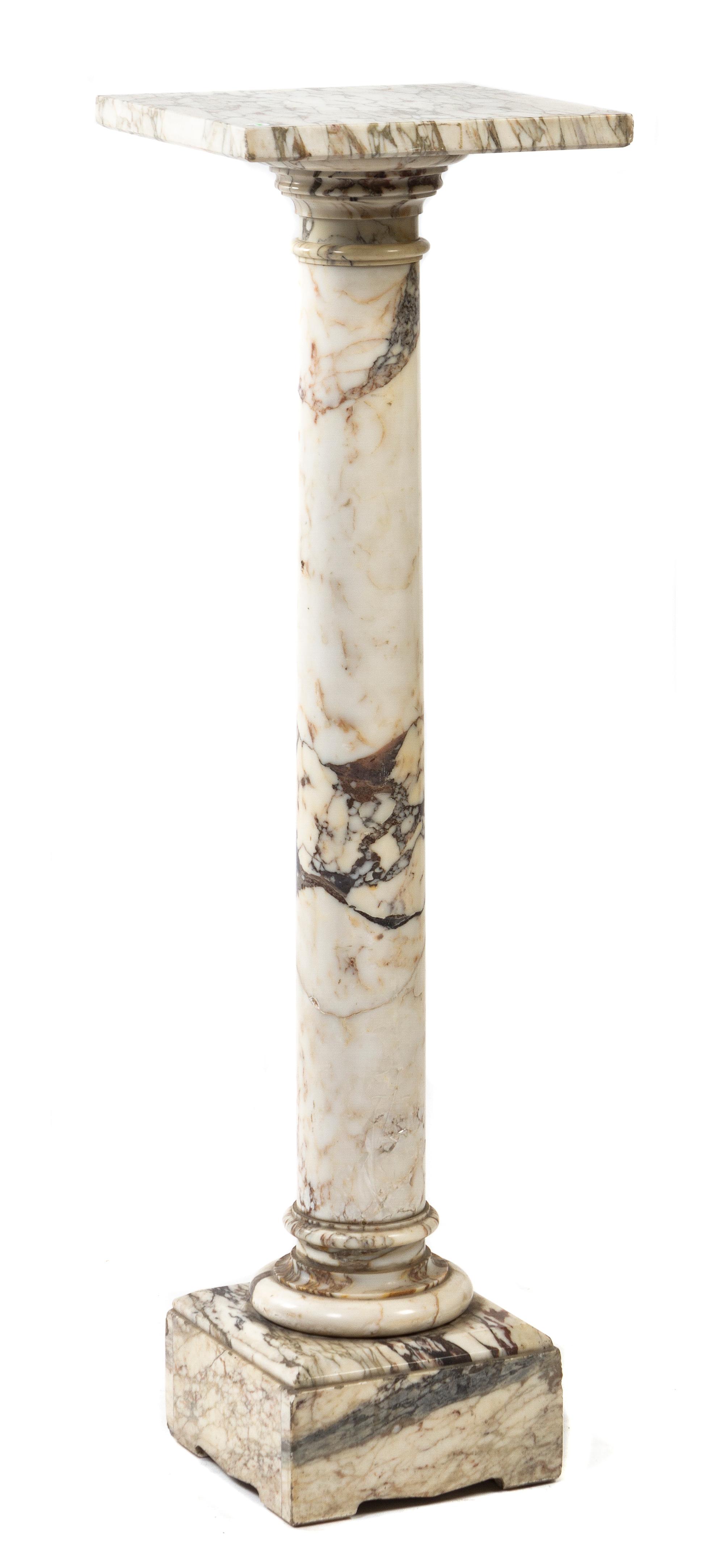 A Continental White Marble Pedestal, Height 47 inches.