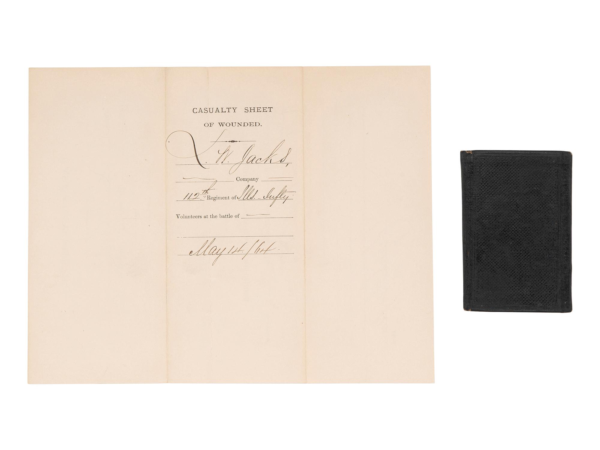 [CIVIL WAR]. 1863 diary of Private Lewis W. Jacks, 112th Illinois Infantry, wounded at Resaca.