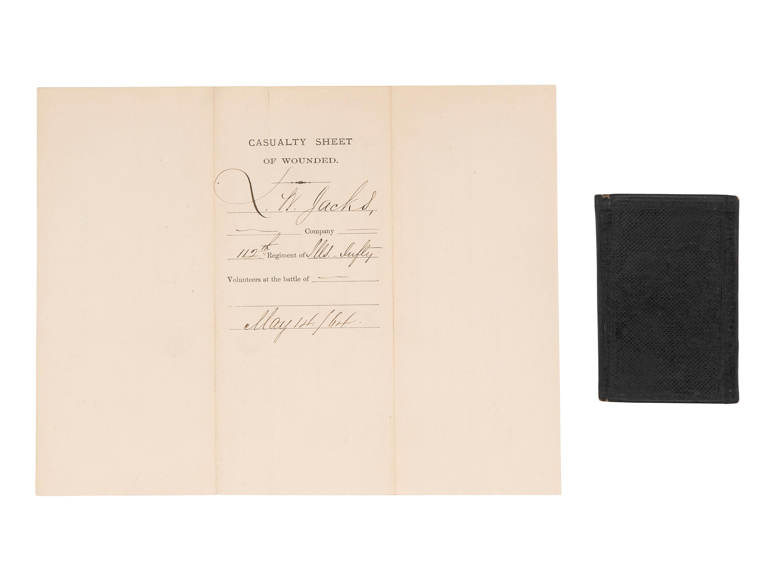 [CIVIL WAR]. 1863 diary of Private Lewis W. Jacks, 112th Illinois Infantry, wounded at Resaca.