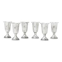 A Cased Set of Six American Weighted Silver Cordial Cups