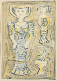 Massimo Campigli, (Italian, 1895-1971), Donne Fiori, 1957