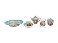 A Sèvres Style Painted and Parcel Gilt Porcelain Tea Service