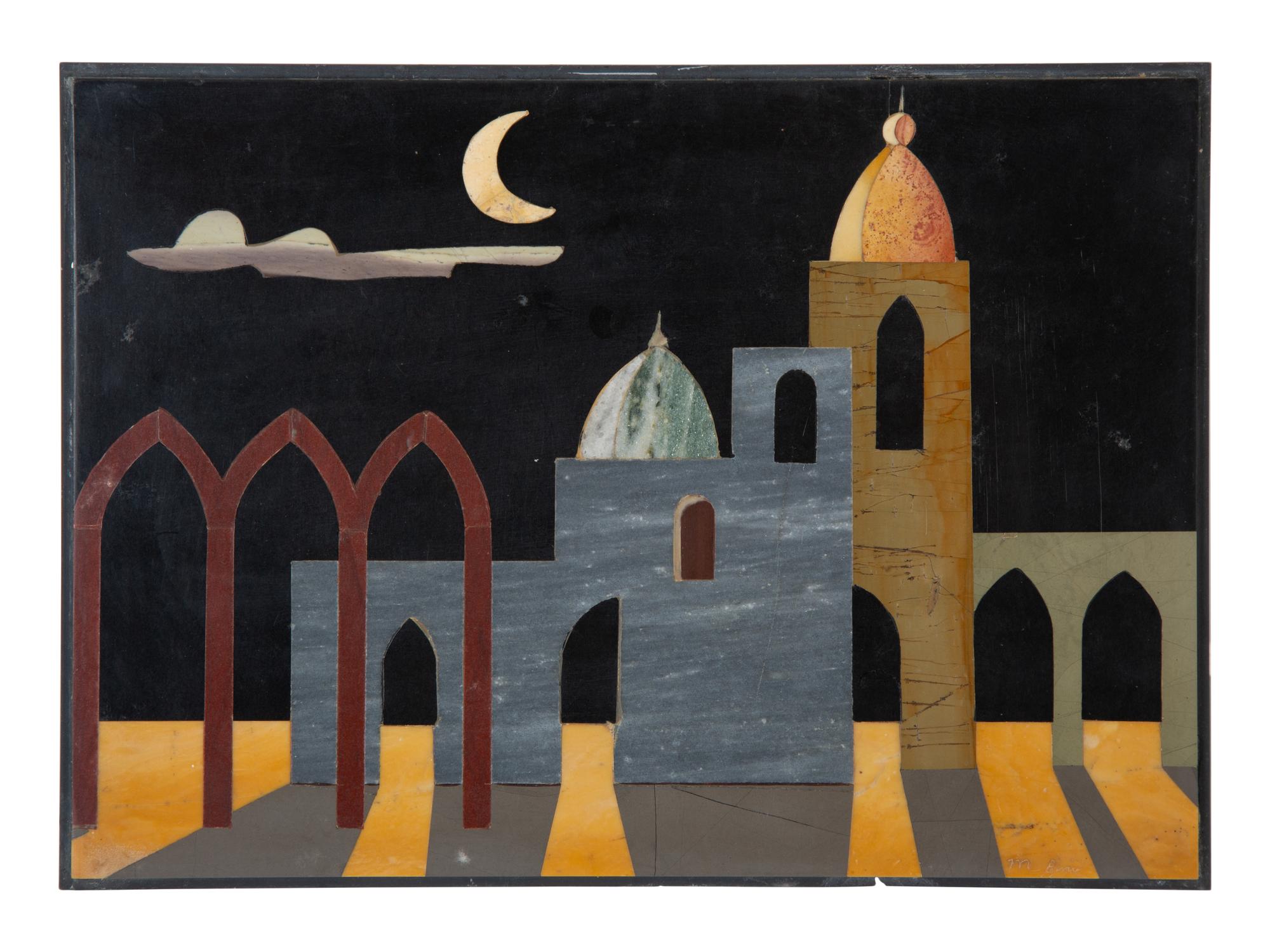 Four Italian Modernist Pietra Dura Pictorial Plaques — 20TH CENTURY