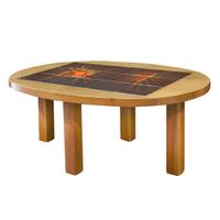 A French Wood and Tile Coffee Table 41.5" W x 24.25" D x 16" H — France, Circa 1960