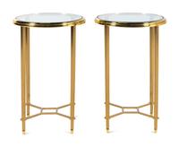 A Pair of Brass and Glass Side Tables