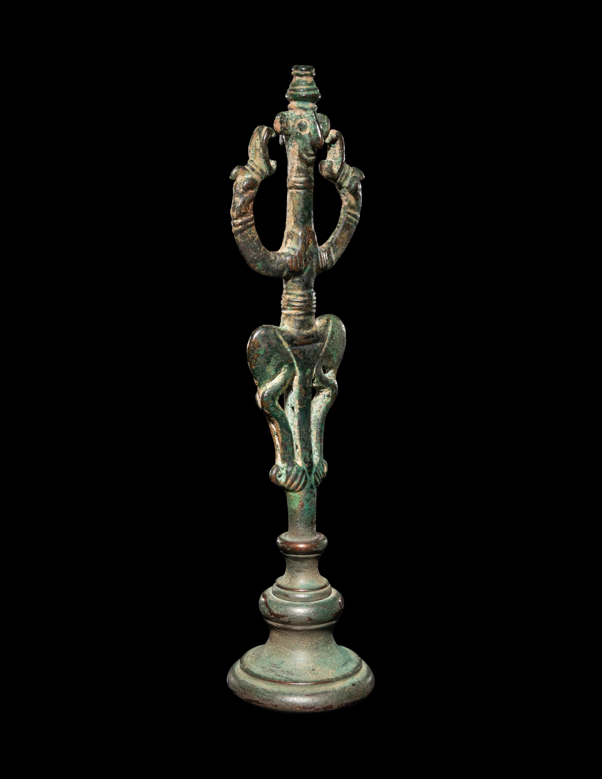 A Luristan Bronze Standard Finial with the Master of the Animals