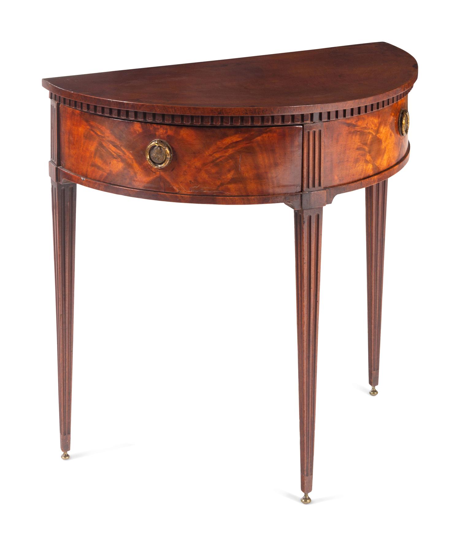 A Dutch Mahogany Demilune Side Table