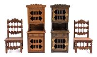 Four Jacobean Style Furniture Articles Height of first 6 x width 2 1/4 x depth 1 3/4 inches. — Joe and Kay Franek