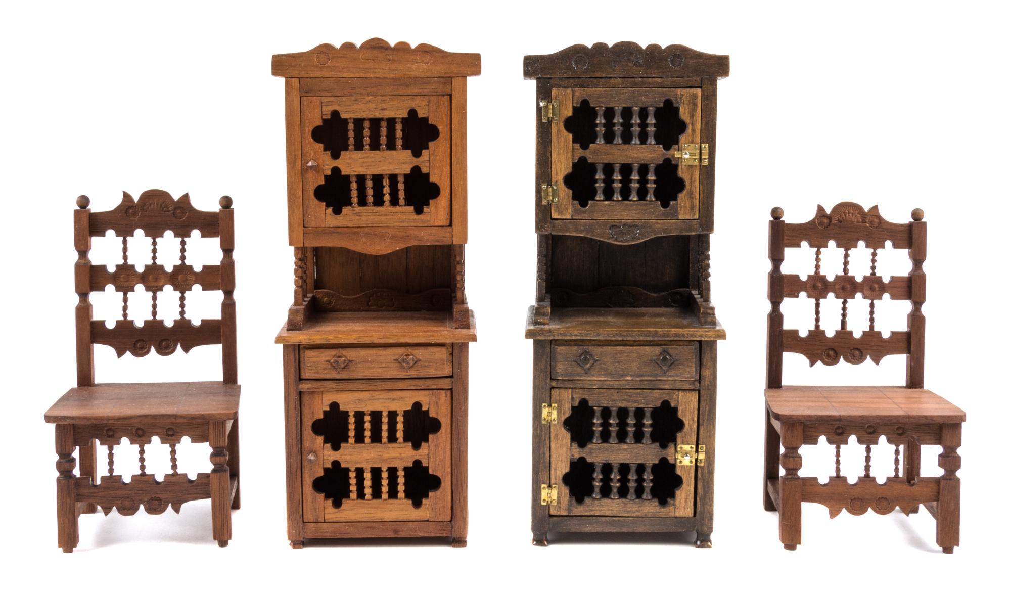 Four Jacobean Style Furniture Articles Height of first 6 x width 2 1/4 x depth 1 3/4 inches. — Joe and Kay Franek