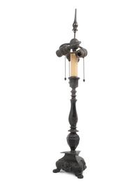 An Italian Bronze Pricket Mounted as a Lamp