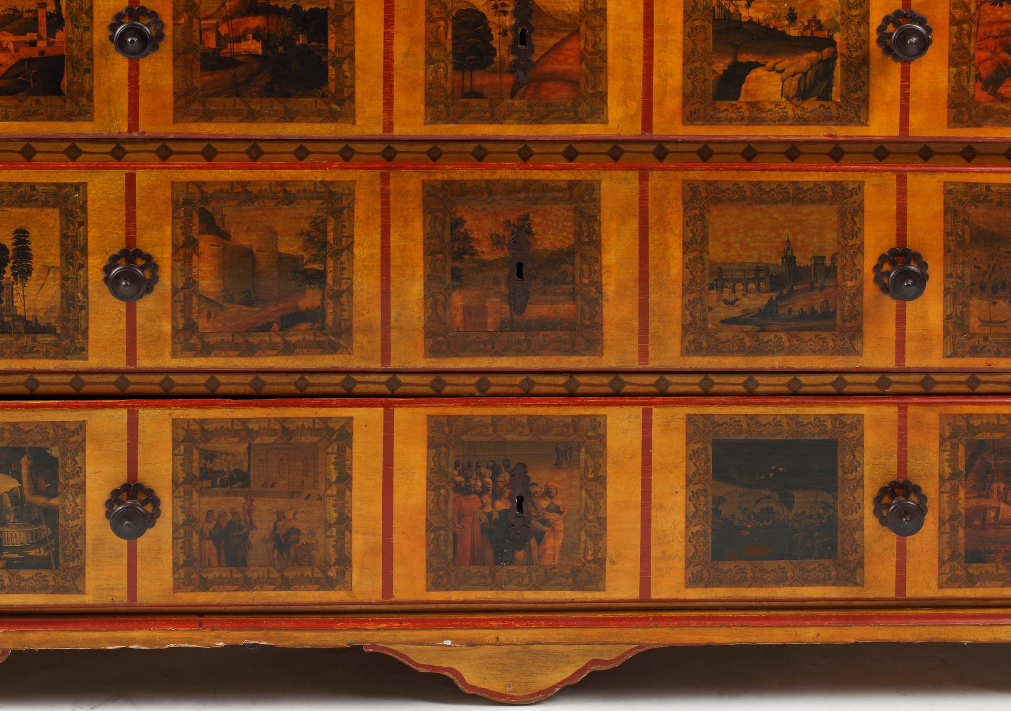 An Italian Neoclassical Style Polychrome Painted Chest of Drawers