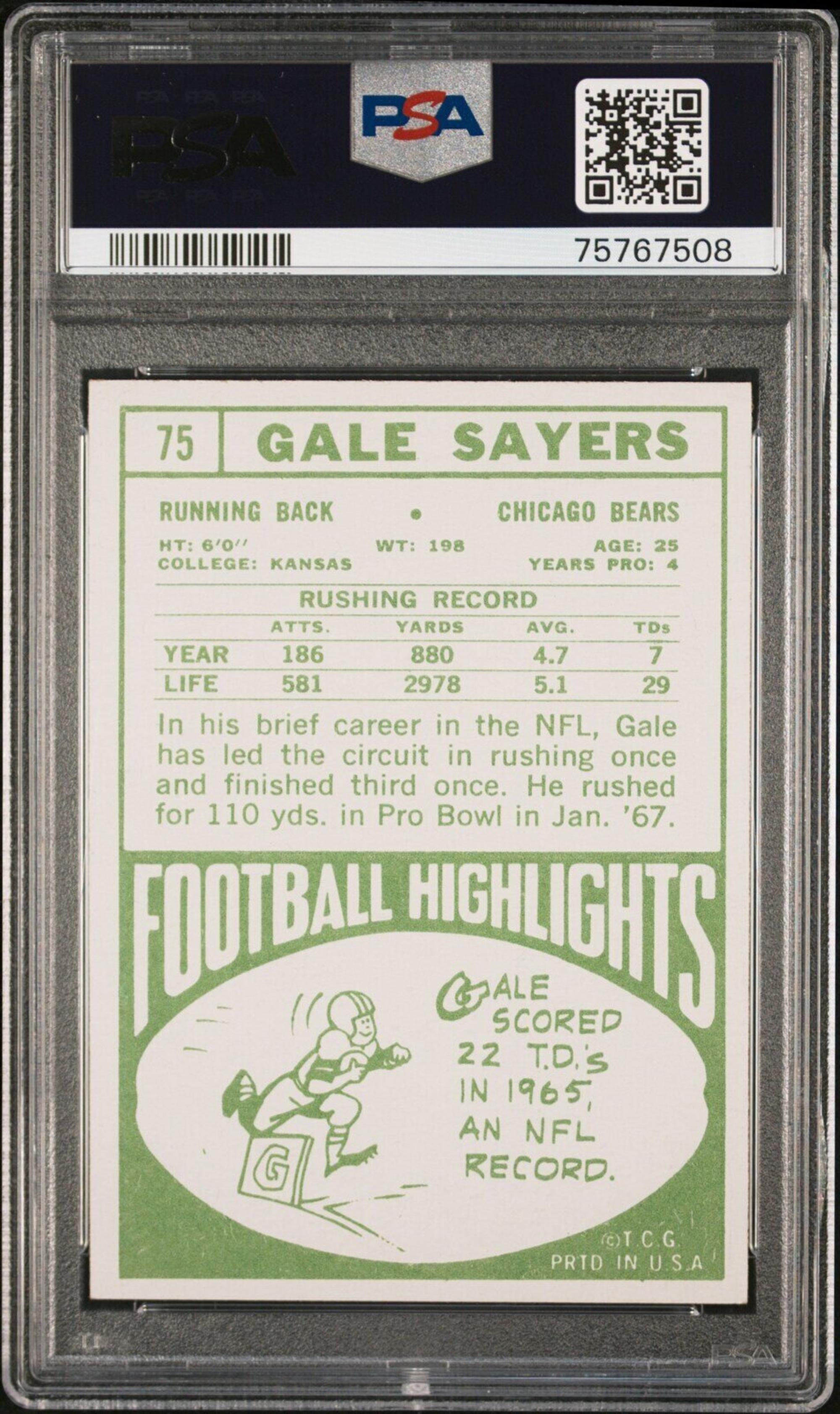 A Group of 1960s Dick Butkus and Gale Sayers PSA Graded Football Cards,