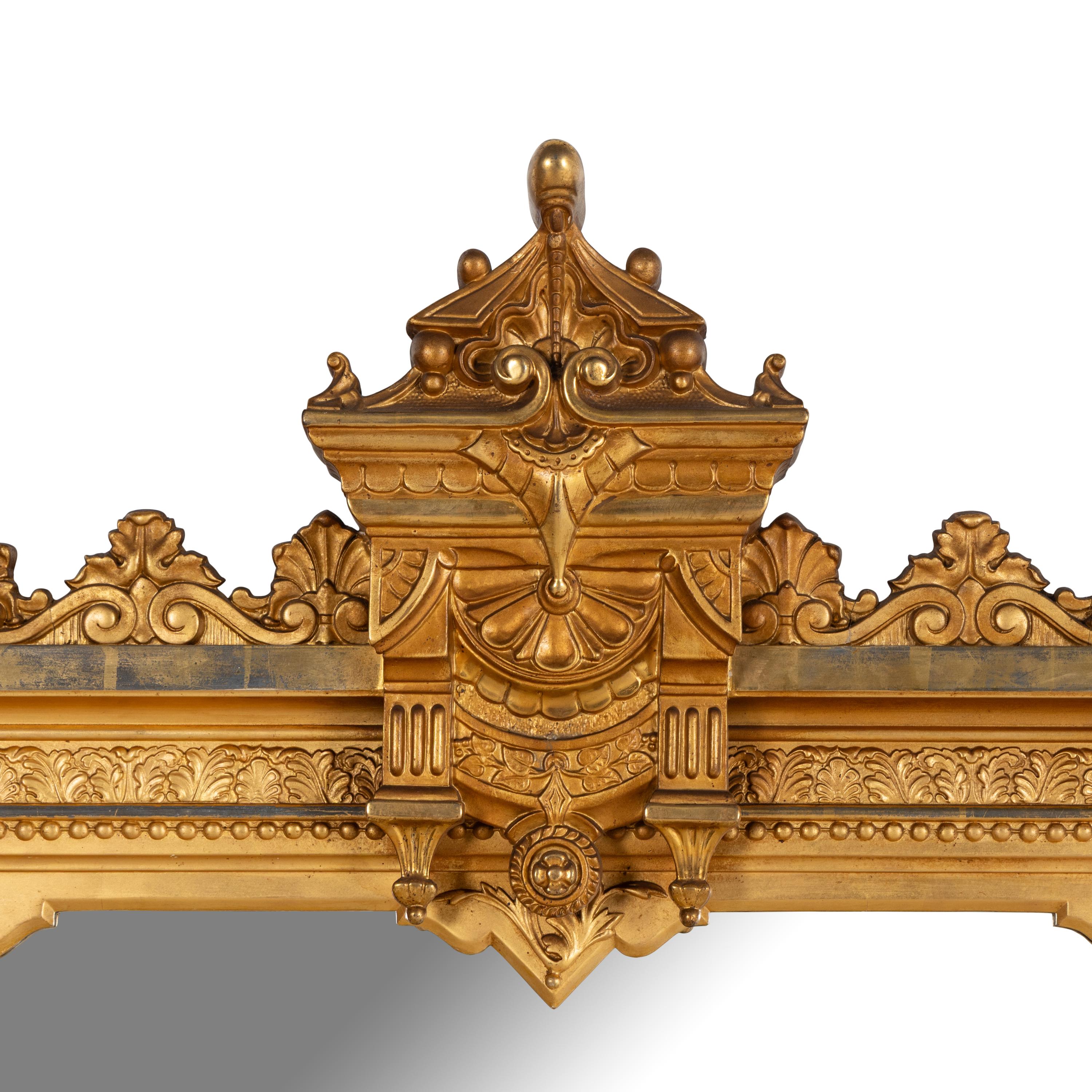 A Napoleon III Giltwood Overmantel Mirror