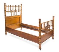 A Victorian Simulated Bamboo Bed Height 58 1/2 x width 73 x depth 38 1/2 inches. — LATE 19TH CENTURY