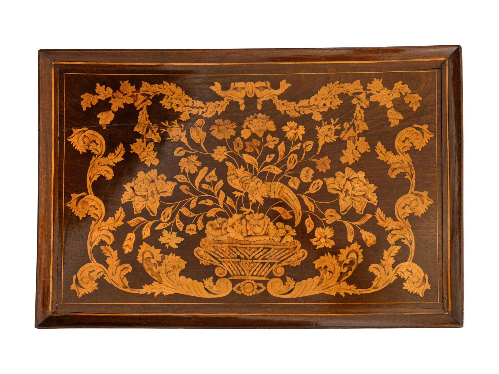 A Dutch Marquetry Fruitwood Side Table