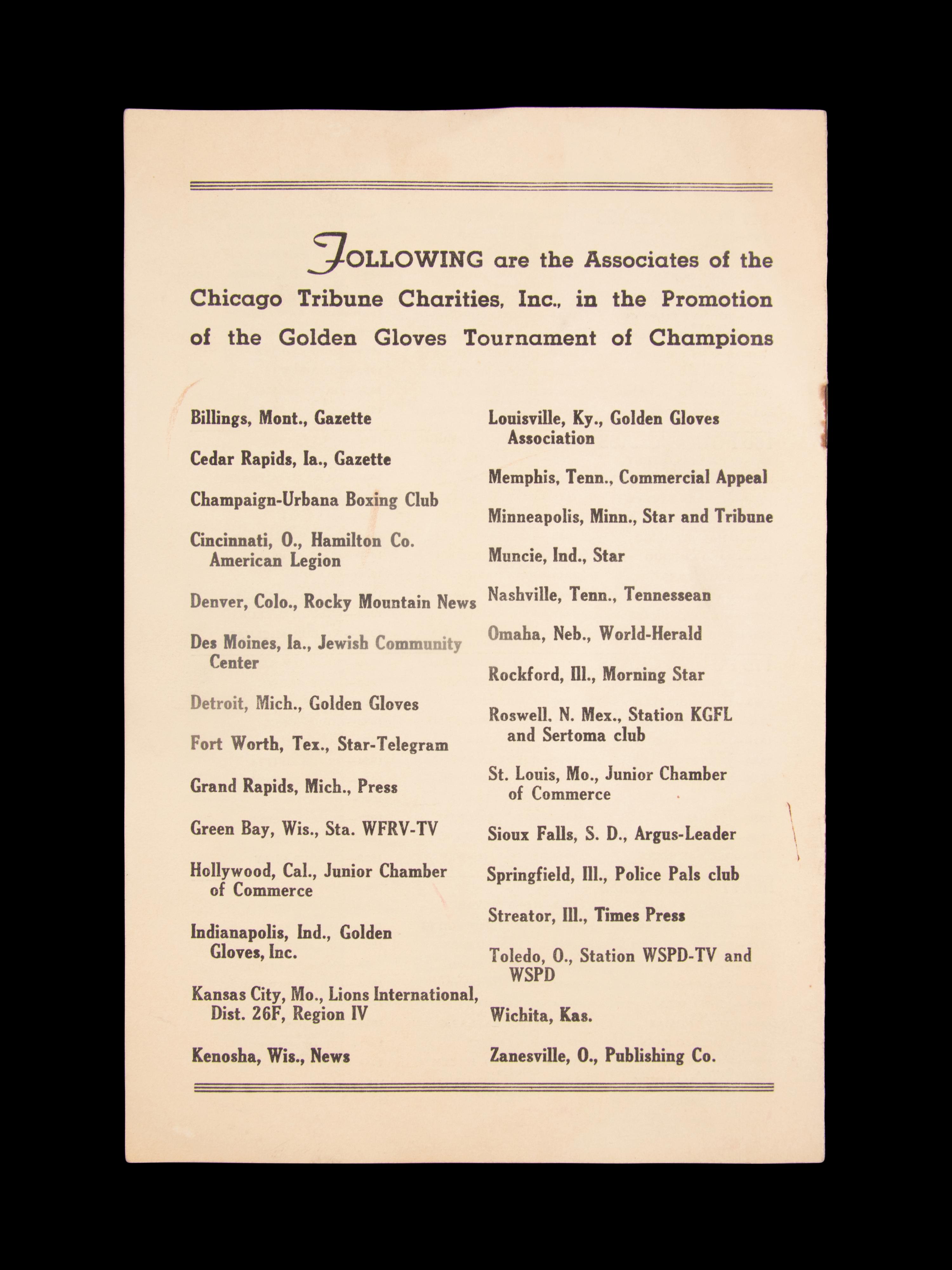 An Original 1960 Golden Gloves Tournament of Champions On Site Program Featuring Cassius Clay (Muhammad Ali)