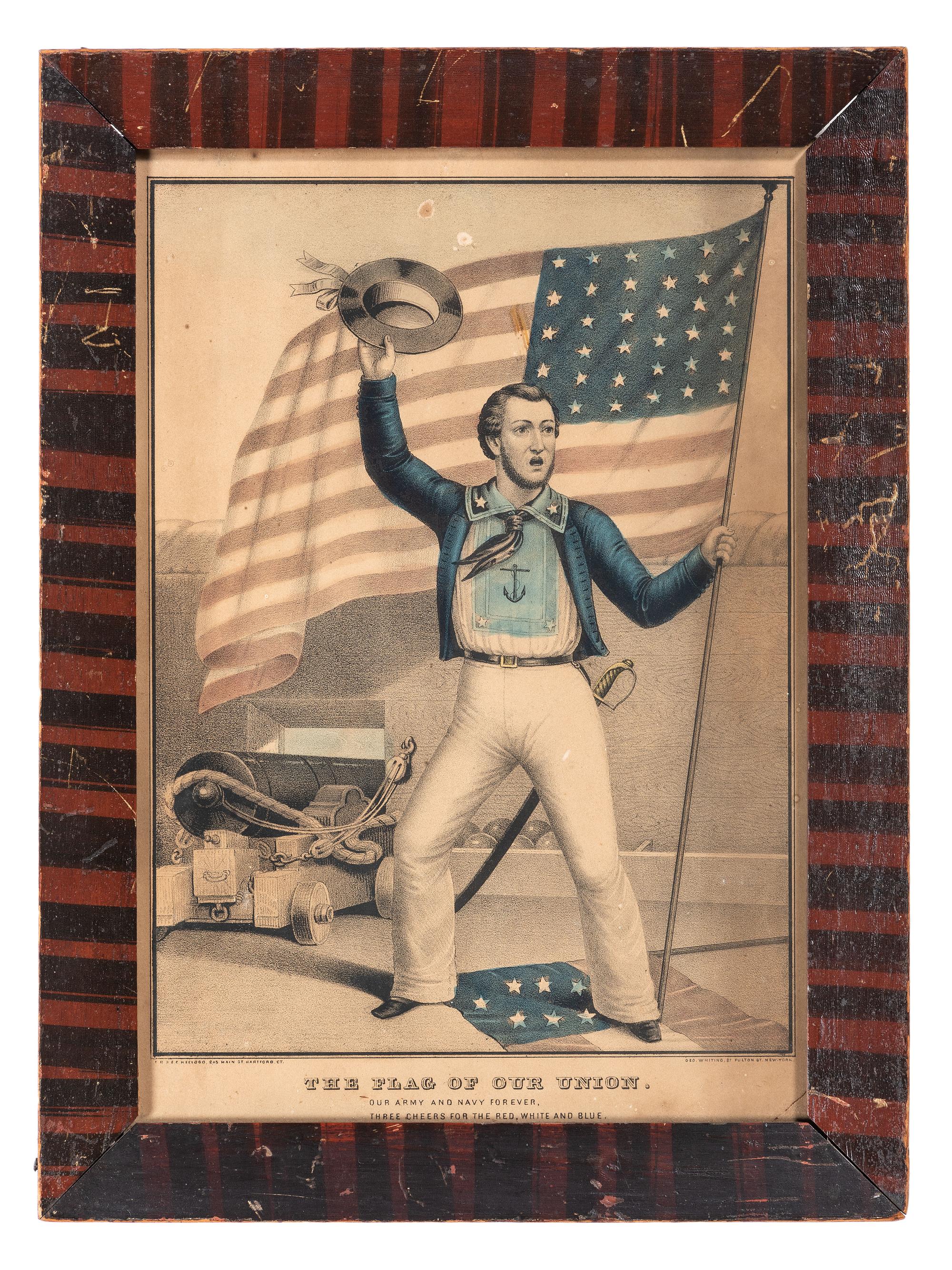 An E.B. & E.C. Kellogg Hand Colored Lithograph, 'The Flag of Our Union'