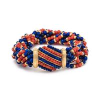 BVLGARI, CORAL AND LAPIS LAZULI MULTISTRAND BRACELET