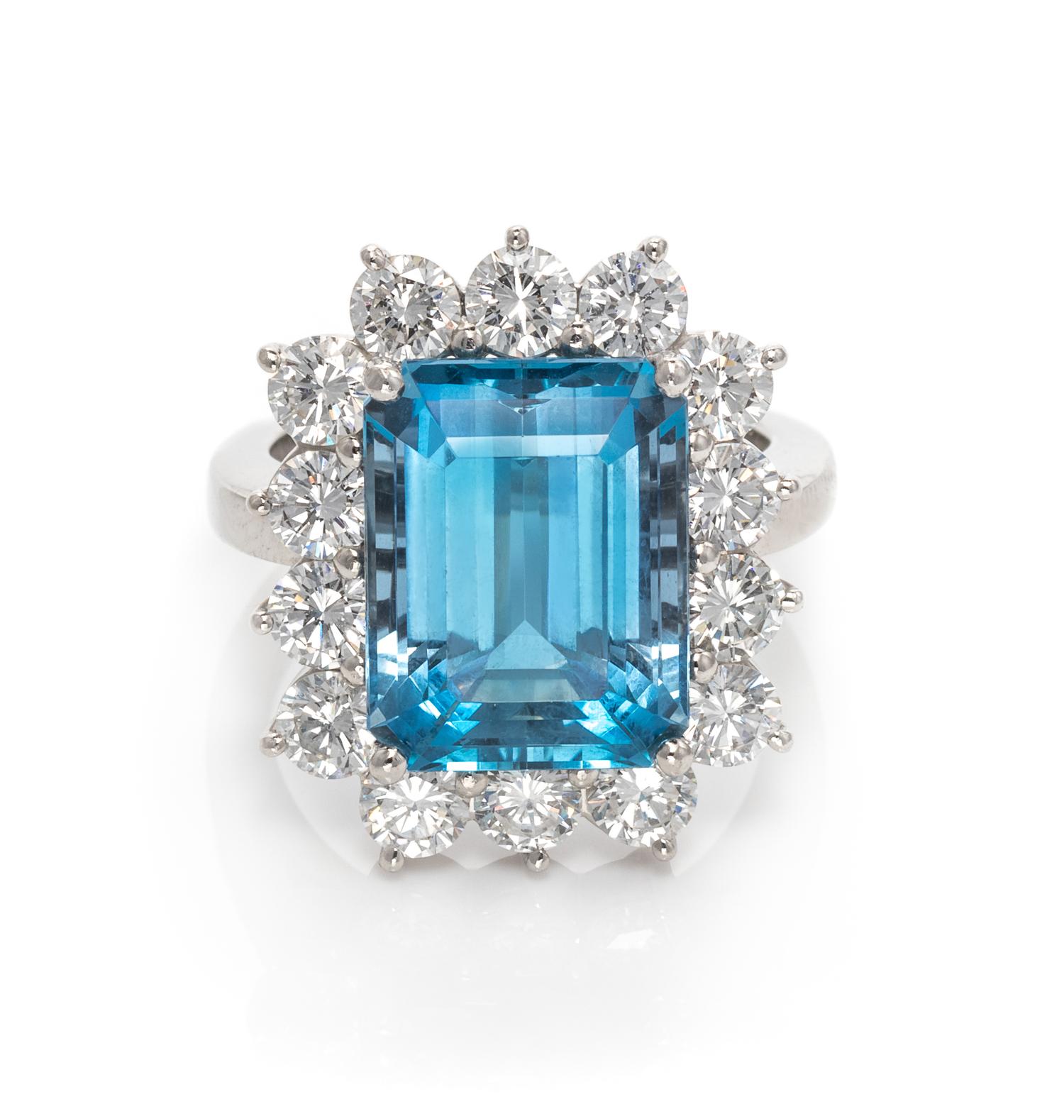 A Platinum, Aquamarine and Diamond Ring, Tiffany & Co.,