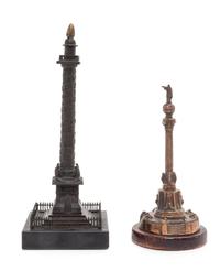 Two Grand Tour Bronze Models of the Vendome Column Height of taller 10 inches. — 19TH CENTURY
