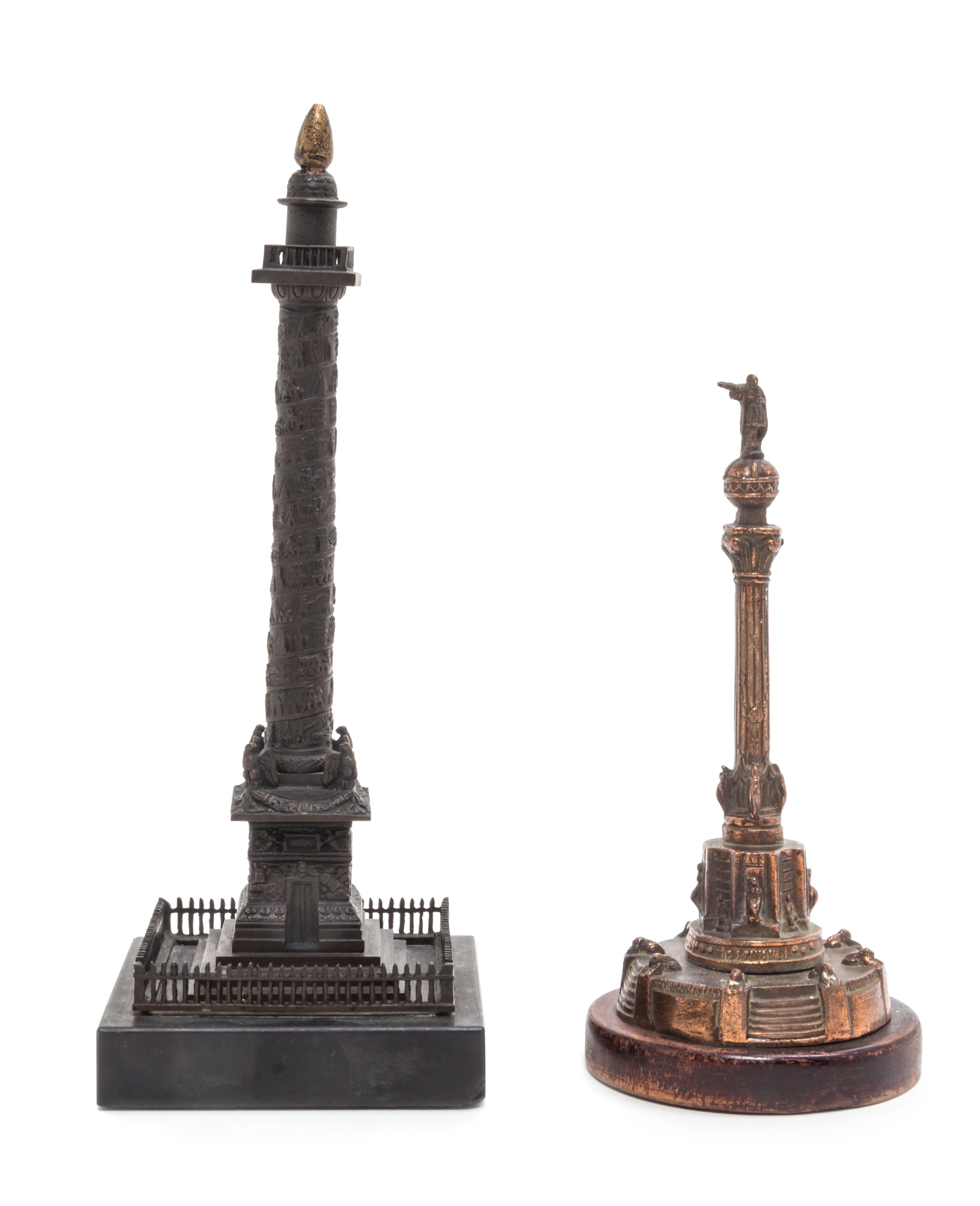 Two Grand Tour Bronze Models of the Vendome Column Height of taller 10 inches. — 19TH CENTURY
