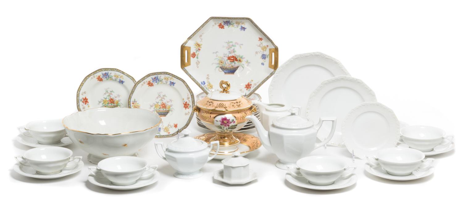 A Group of Continental Porcelain and Ceramic Articles Height of tallest 8 inches.