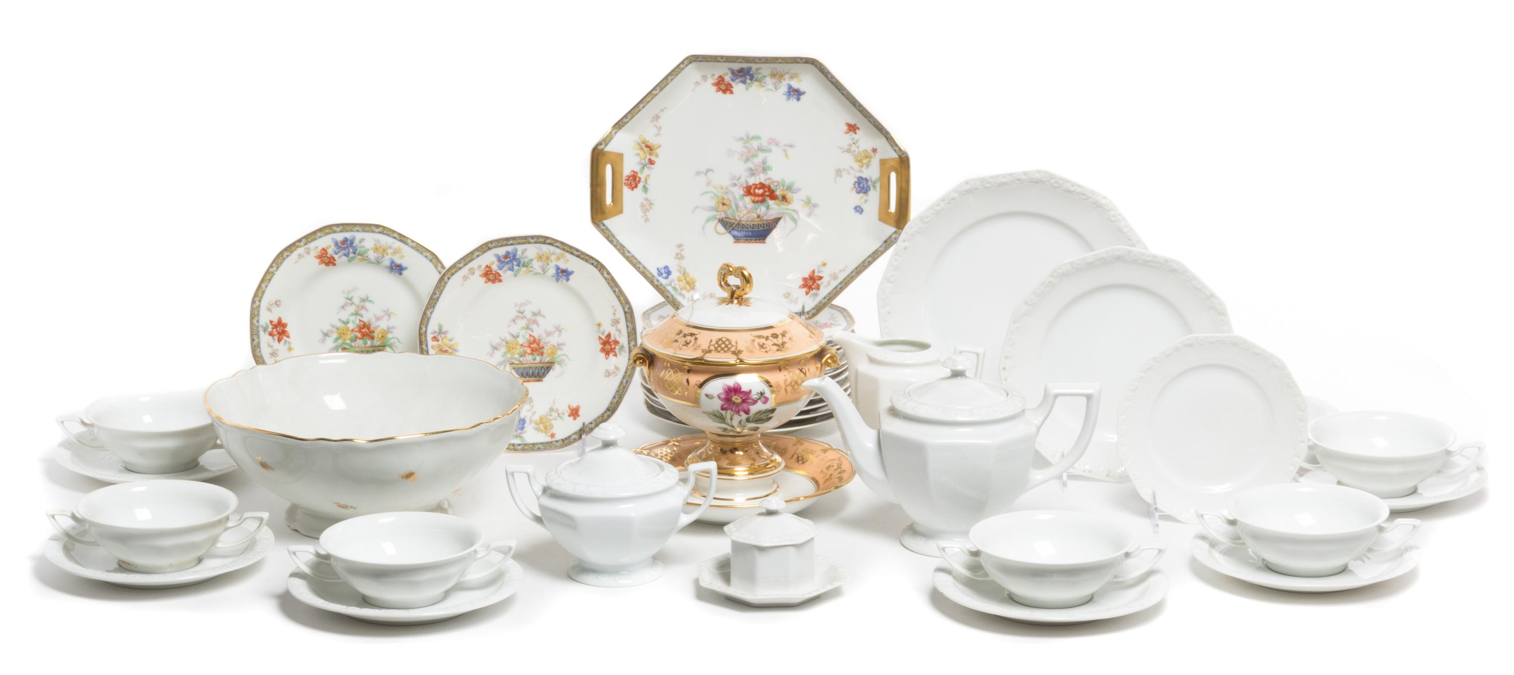 A Group of Continental Porcelain and Ceramic Articles Height of tallest 8 inches.