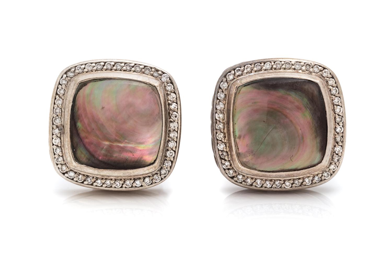 DAVID YURMAN, MOTHER-OF-PEARL AND DIAMOND 'ALBION' EARCLIPS