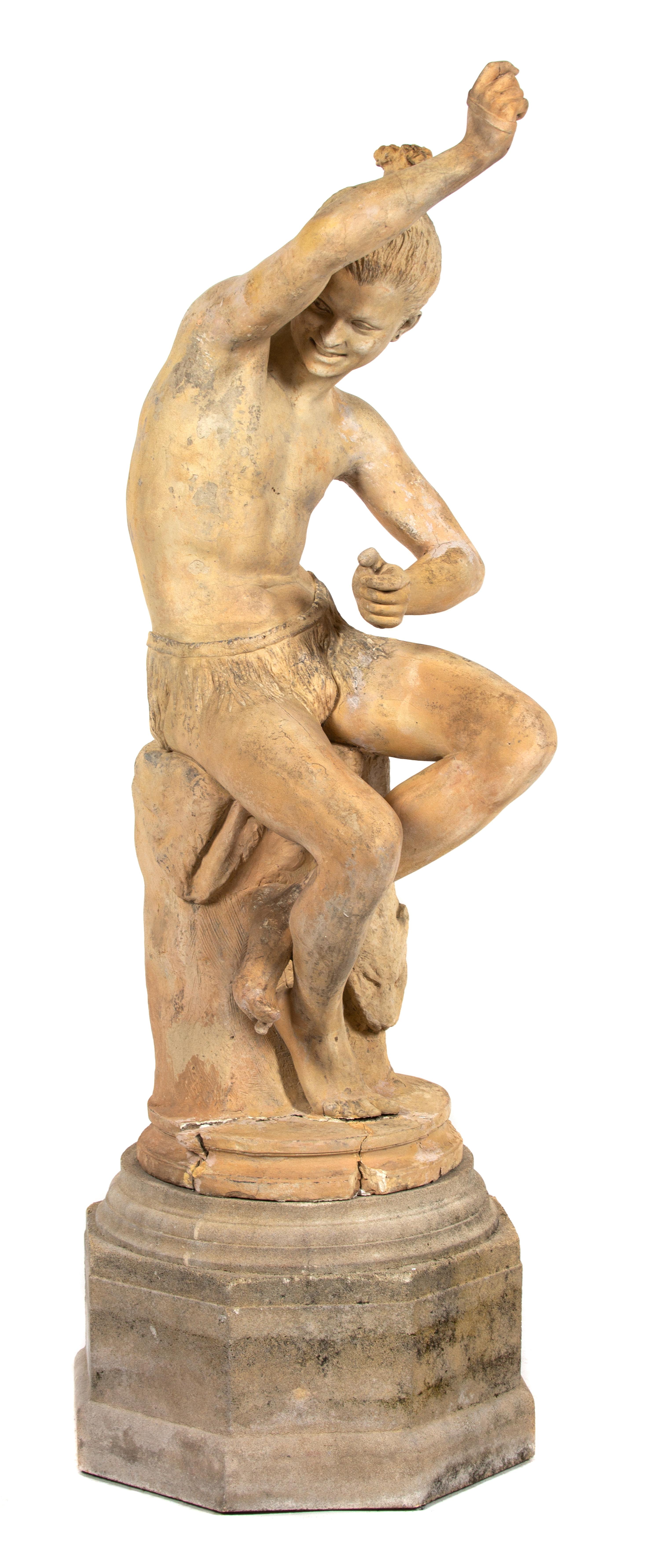A Terracotta Sculpture of Tahitian Boy Height 50 inches. — 20TH CENTURY