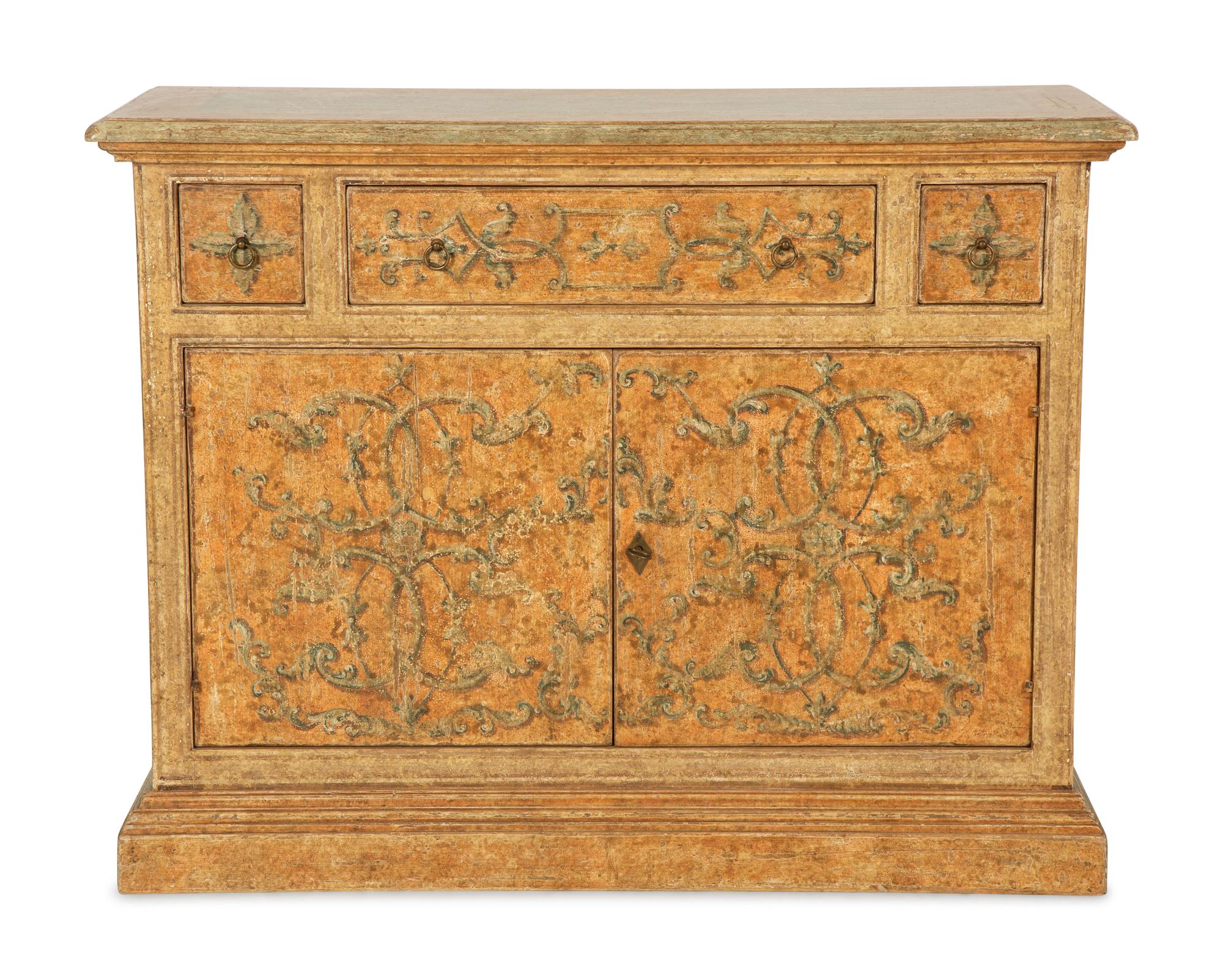A Venetian Style Painted Side Cabinet